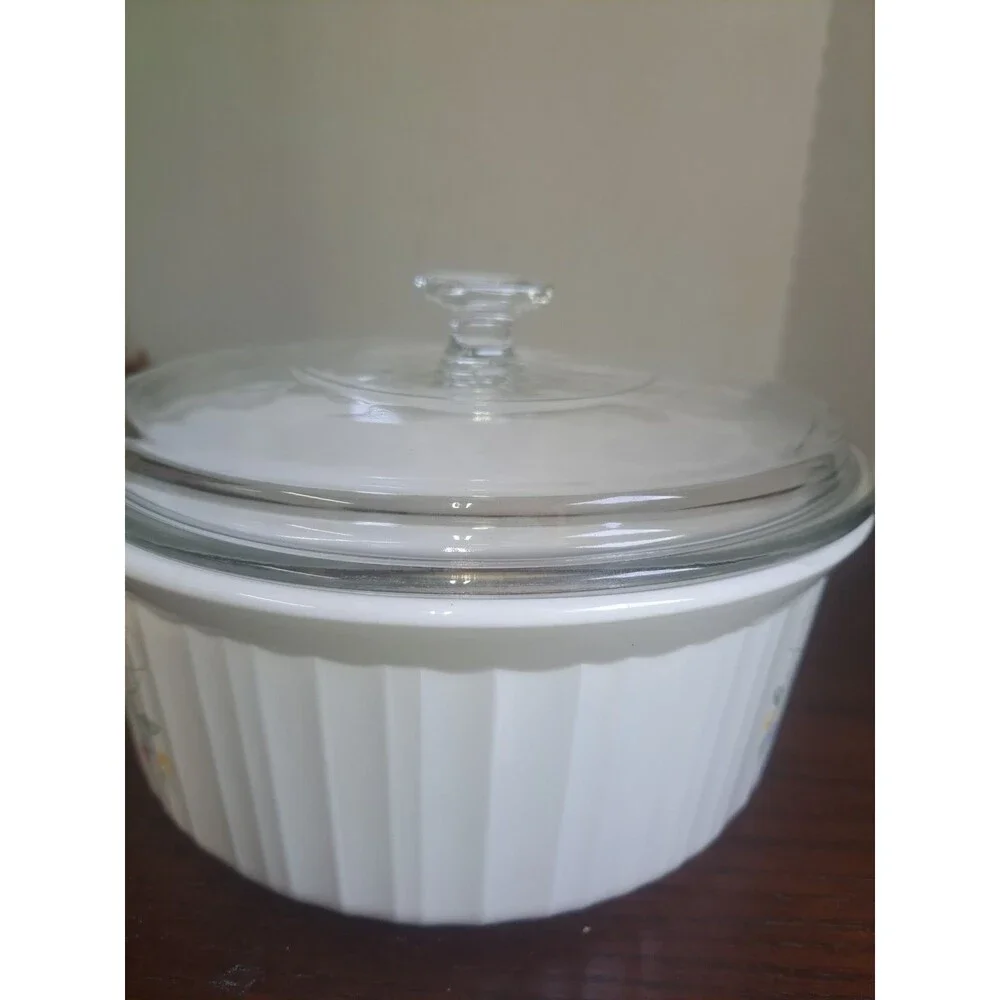 Vintage Corningware English Meadow 2quart Ribbed Round Casserole Dish